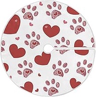 Dog Paw Print Hearts Valentines Day 36 Inches Tree Skirt for Small Tree Washable Tree Skirt for 6ft Tree Christmas Tree Decorations