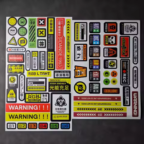 67 Pcs Cyberpunk Mechanical Moto Sticker Diy Chinese English Label Decal Off Road Car Decoration Lug