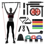 fashionliving-SG 23pcs 180lbs Resistance Band Kit Multifunctional Pilates Bar Full Body Workout Equi
