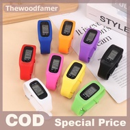 thewoodfamer LED Pedometer Bracelet Step Counter Watch 12/24H Time Display Step Counter Watch Silico