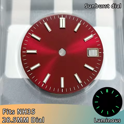 28.5MM Dial Fit NH35 Movement NH35 Red Sterile Dial 28.5MM NH35 Sunburst Dial NH35 Red Dial Replacem