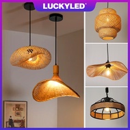 Luckyled Lampu Rotan Gantung Bamboo Pendant Light Lamp Shade Ceiling Lighting Candelier Light E27 Bu