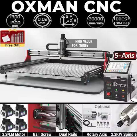 BulkMan3D OXMAN CNC Engraver 5-Axis DDCSV4.1 Offline Ball Screw Precise CNC Router Machine For Wood