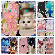 Huawei Y7 (2019) / Y7 Prime (2019) DUB-LX1 DUB-LX3 Cute Flower Cat Printed Case Huawei Y7 Y7Prime 2019 Soft Silicone TPU Phone Casing