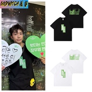 Kpop 2PM WooYoung Solo Half Half Round Neck Cotton Long Sleeves Sleeve Casual Top Man/Women Couple S