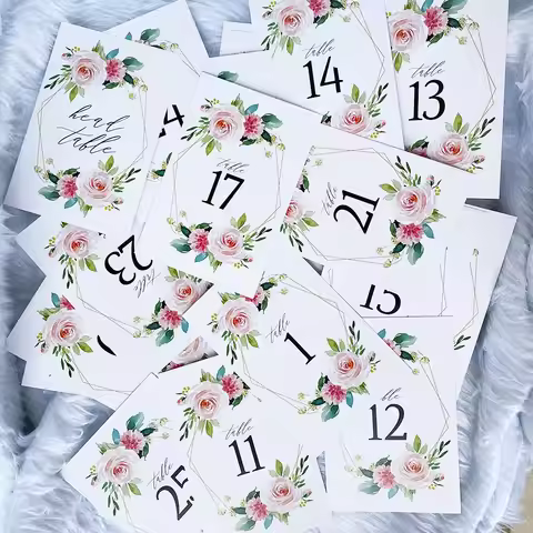 1-25 Wedding Table Numbers Cards Double Sided 4 x 6 inch Geometric Floral Table Card for Birthday We