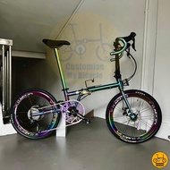Fnhon Gust 22” Roadie • 9 Gears Shimano • Litepro Loud hub Oil Slick Aurora • Foldable Folding Foldie Bike Bicycle