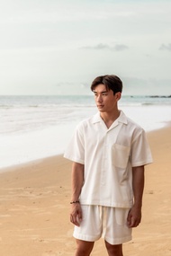 (DECEMBOY) Linen Knit Shirt White