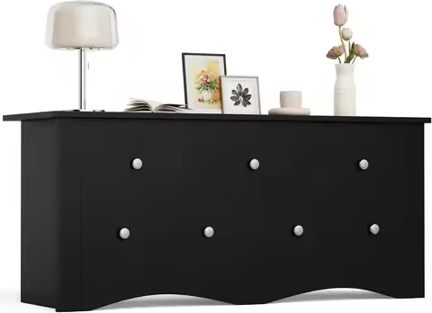 5 Dresser for Bedroom,TV Stand for Living Room, Black| 52" Wood Dresser, Chest of Drawers, for TV up