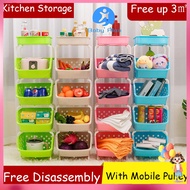 NEW 5-Tier Kid Toys Storage Rack Moving Rack Easy to Assemble with Wheels 4 Layer Kitchen Cart Shelf