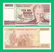 TURKEY 100000 LIRA 1970-97 UNC BIG SIZE 1 LEMBAR UANG TURKI LAMA Murah