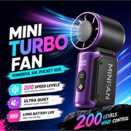 Mini Handheld Fan with LED Display 200-Speed Portable USB-C Rechargeable Cooling Fan for Travel Offi