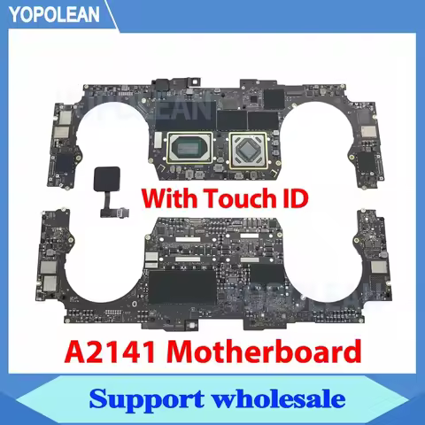 Original A2141 Motherboard With Touch ID For MacBook Pro Retina 16" A2141 Logic Board i7 i9 512GB 1T