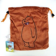 We Bare Bears Grizzly Bear Velvet Drawstring Bag Pouch Storage Case Casing