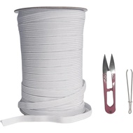 1/4 Inch White Elastic Band 50 Yards High Stretchy Flat Elastic Cord for Sewing & Crafts | Includes 