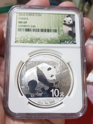 2016中國熊貓銀幣 30克.999純銀幣 NGC MS69