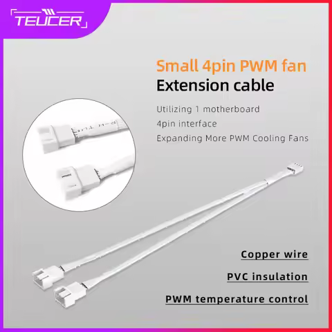 TEUCER PWM 4pin Fan Extension Splitter Hub Cables Motherboard CPU 4 pin Y Splitter Cable Fan PC Case