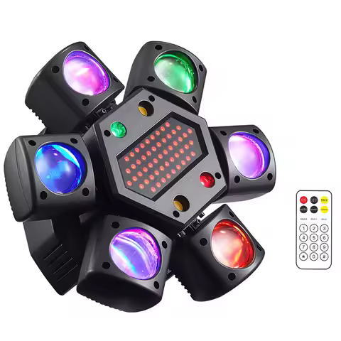 Reiz 6 Arm LED Beam&Strobe&Laser 3in1 Colorful LED RGB 90W Moving Head Light Red Green Laser Stage D