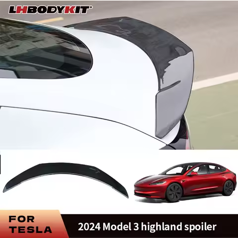 100% Real Carbon Fiber Spoiler For Tesla Model 3 Highland 2024 V Style spoiler Newest Accessories Re