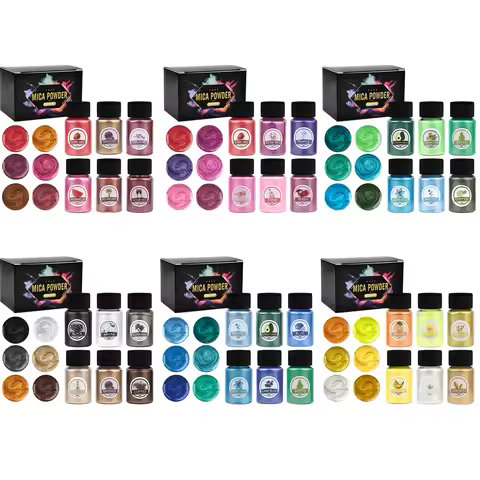 6 Colors Epoxy Resin Dye Mica Powder Powdered Pigments Set Resin Mica Pearlescent Pearl Natural Mica