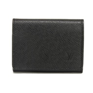 二手LOUIS VUITTONEnveloppe Carte de Visite NM，新款，LV 壓花標誌，黑色，當前款式，內置 RFID IC 芯片，按扣開合，風琴式設計，證件套/名片夾，全新未使