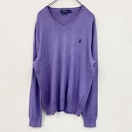 古著 POLO RALPH LAUREN 棉質針織衫，紫色，XL 碼