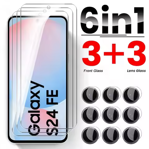 6To1 Tempered Glass Screen Protector for Samsung Galaxy S24 FE/S25 FE 5G Case Camera Protective Glas