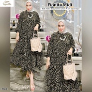 FIONITA MIDI DRESS. Bahan Katun Zara Premium. LD.120cm PJ.114cm. Ziper Depan.