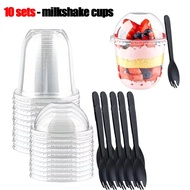 10 Set 360ML Disposable Transparent U-shaped Plastic Milkshake Beverage Cup