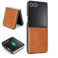 Side Sticker Magnetic Plain Leather Phone Protective Back Case Suitable for Samsung GalaxyZFlip8/ZFl