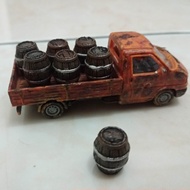 bahan diorama, miniatur tong kayu / drum air skala 1:87 .bahan resin.