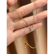Japan Japan agete Light Luxury Single Diamond Necklace Women 18k Gold Zircon Pendant Clavicle Chain 