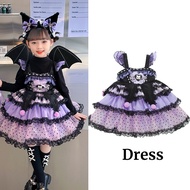 Sanrio Kuromi ชุดเจ้าหญิงโลลิต้าชุดปาร์ตี้ฮาโลวีนสำหรับเด็กผู้หญิงชุดเดรส Tutu แต่งชุดคอสตูมของขวัญว