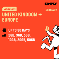 [eSIM- UK/Europe] 15/30 Days | 2GB/3GB/5GB/10GB/20GB/50GB (4G/5G) Data | Local UK eSIM | No Registra