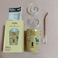 韓國 Thermos x zero per zero 300ml 極高質可愛狗仔便攜保溫咖啡杯 連雙杯蓋吸管 tumbler coffee cup 聯名304不鏽鋼 corgi poodle bull
