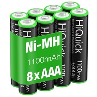 HiQuick Rechargeable AAA Batteries 8 Pack, 1100mAh NiMH Triple AAA Batteries Pre-Charged