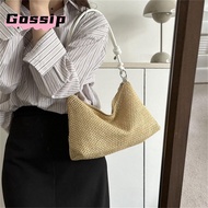 GOSSIP Handbag, Handmade Braid Large Capacity Straw Bag, Cute Woven Rattan Shoulder Bag Women Girls
