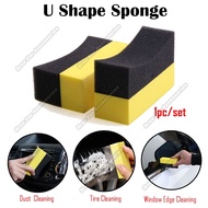 U Shape Sponge Waxing Arc Edge Sponge Span Cuci Tayar Kereta Car Wheel Tire Tyre Car Care DIY Dust Wet Use Dry Use