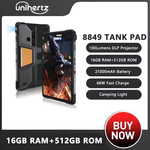 Unihertz 8849 TANK PAD Rugged Projector Tablet 10.95 Inch Smartphone Android 14 120Hz 16GB 512GB 210