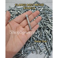 MESIN [ 10 PCS ] K8 FLANGE BOLT ENGINE BLOCK M6UNT40 KEY 8 WHITE