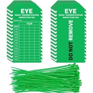 90Sets Eye Wash Station Inspection Tags with Adjustable Wire Ties Yearly Monthly Test Record Labels 