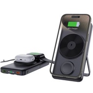 ion - 三合一 10000mAh MagSafe 行動電源背置Type C及Lightning充電線連可折疊支架 無線充iPhone, AirPods, iWatch專用