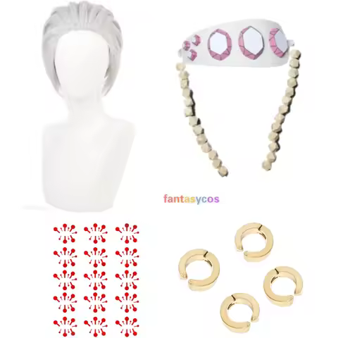 Uzui Tengen Cosplay Costume Prop Headband Tattoo Earrings Uzui Wig Slicked-back Hair Heat Resistant 
