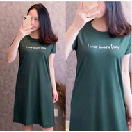 Daster dress terusan kaos lemone spandek wanita hijau