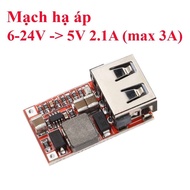 039 BUCK 6-24VDC step-down circuit to 5V - 2.1A USB (max 5V 3A) - make phone charger