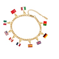 LIKGREAT 10*6.6mm Country Flag Charms Bracelet Stainless Steel Fashion Jewelry Recording Your Travel