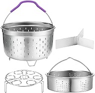 Haswe Steamer Basket for instant Pot Pressure Cooker, Accessories Set Compatible with 5/6/8 Qt InstaPot -18/8 Stainless Steel Strainer Insert with Silicone Handle,Divider,Egg Steamer Rack, 6 Quart
