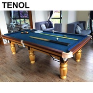 TENOL 2.8 x1.53m Durable Billiards Pool Table Cloth + 6 Strips for 9 ft Snooker Table (Blue) 0.9MM 9