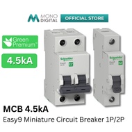 SCHNEIDER ELECTRIC EASY9 MINIATURE CIRCUIT BREAKER (MCB), 4500A, 230V, 1P/2P, 6A-63A  (EZ9F34106)