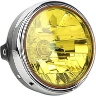 Psytfei Motorcycle Headlight 7 inch LED Headlight LED Fog Lights Round Turn Signal Retro Driving Turn Signal Light Fit for CB400 250(Yellow Lens)